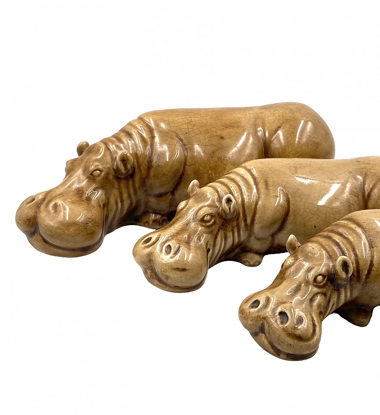 3 Beige ceramic hippos by Zaccagnini, 1950s 24