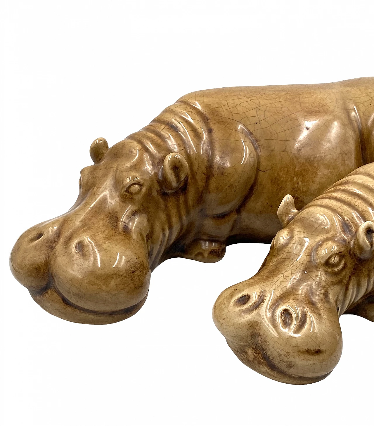 3 Beige ceramic hippos by Zaccagnini, 1950s 25