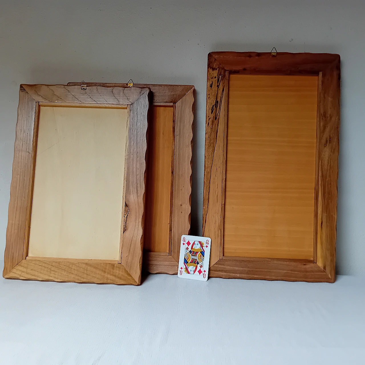 3 Mirrors with bevelled glass and carved wooden frame, 1980s 11