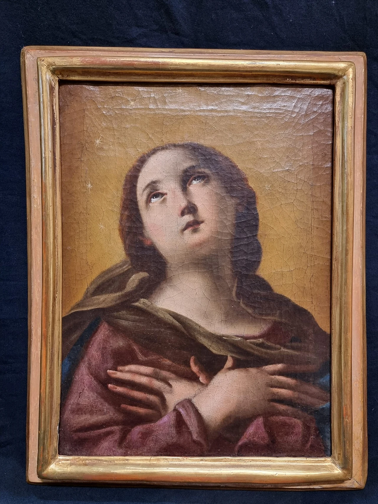 Painting depicting Madonna with lacquered & gilded frame, 17th century 1