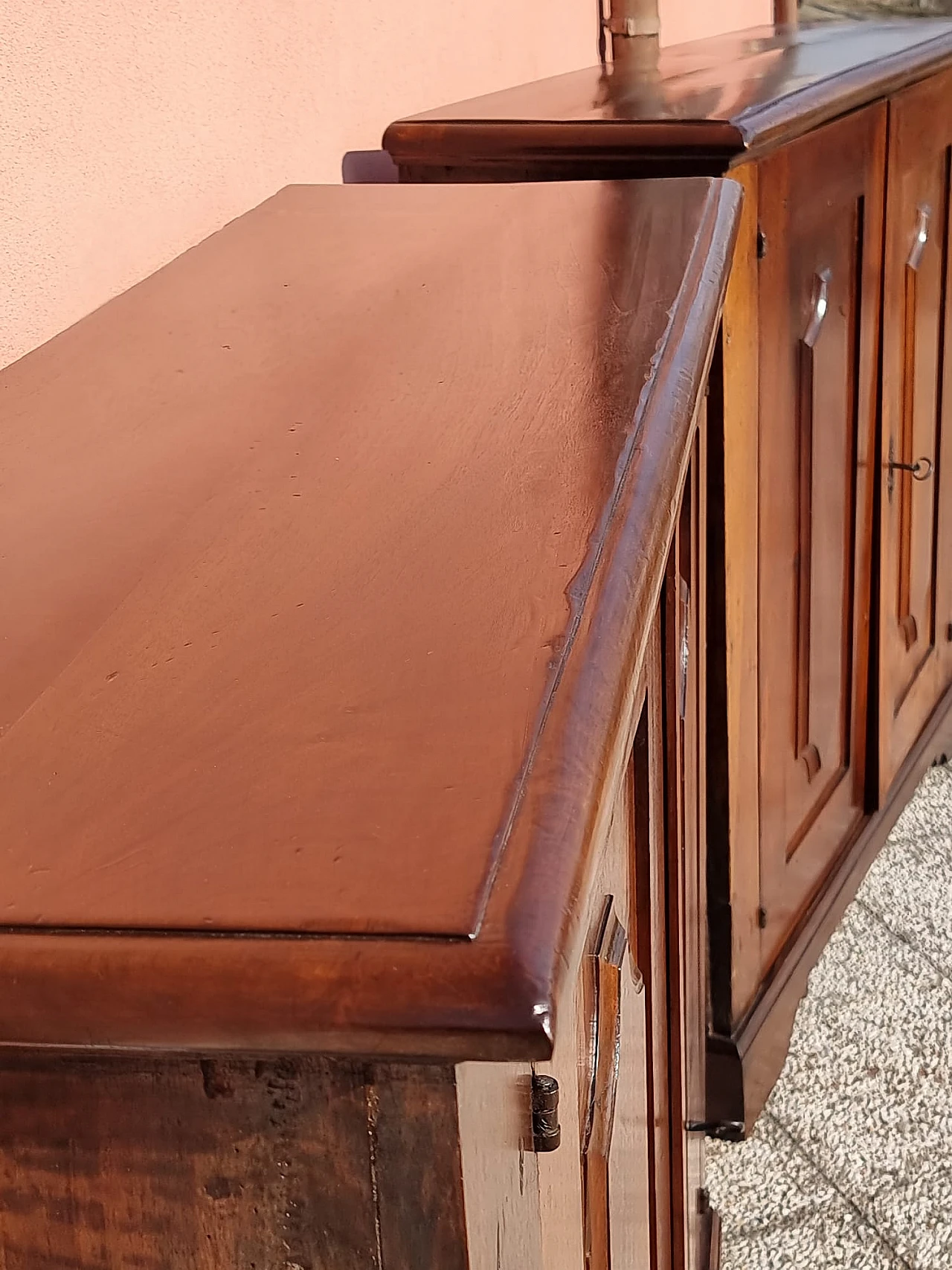 Pair of sideboards in walnut and fir wood with 2 doors, 17th century 2