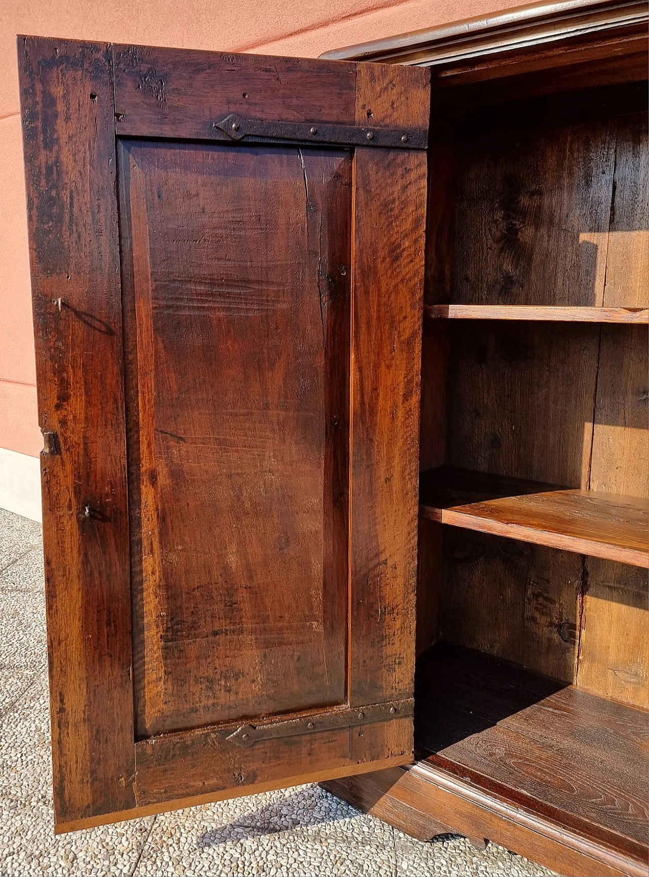 Pair of sideboards in walnut and fir wood with 2 doors, 17th century 6