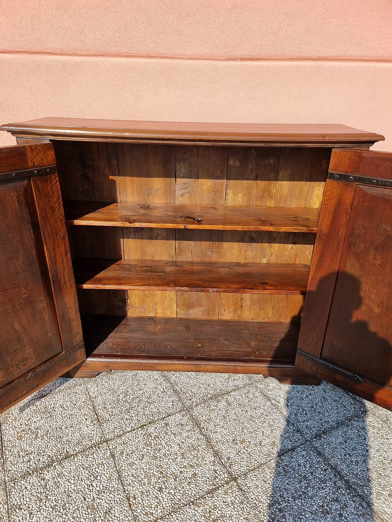 Pair of sideboards in walnut and fir wood with 2 doors, 17th century 7