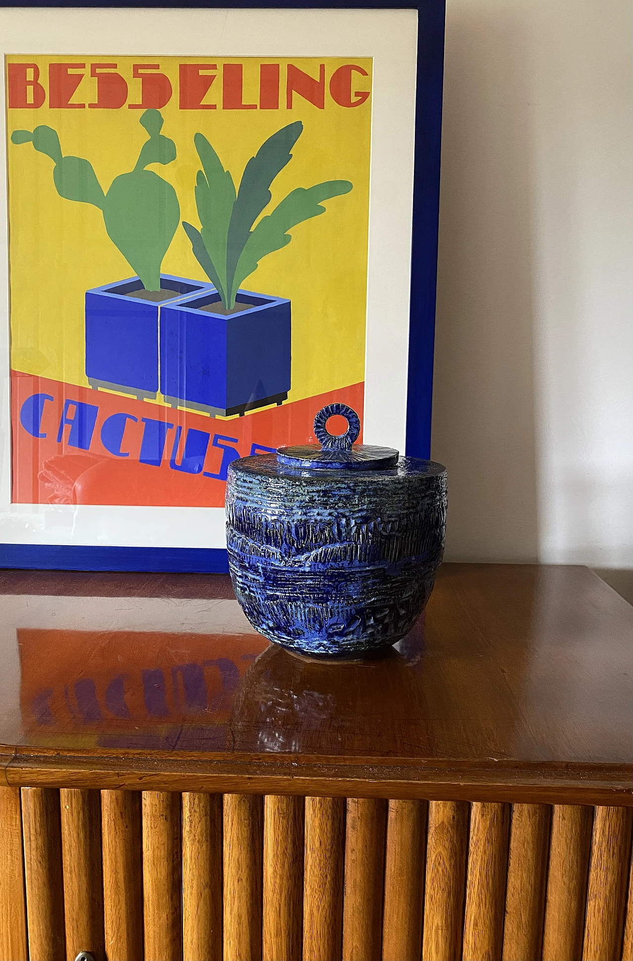 Blue terracotta vase, 1950s 2