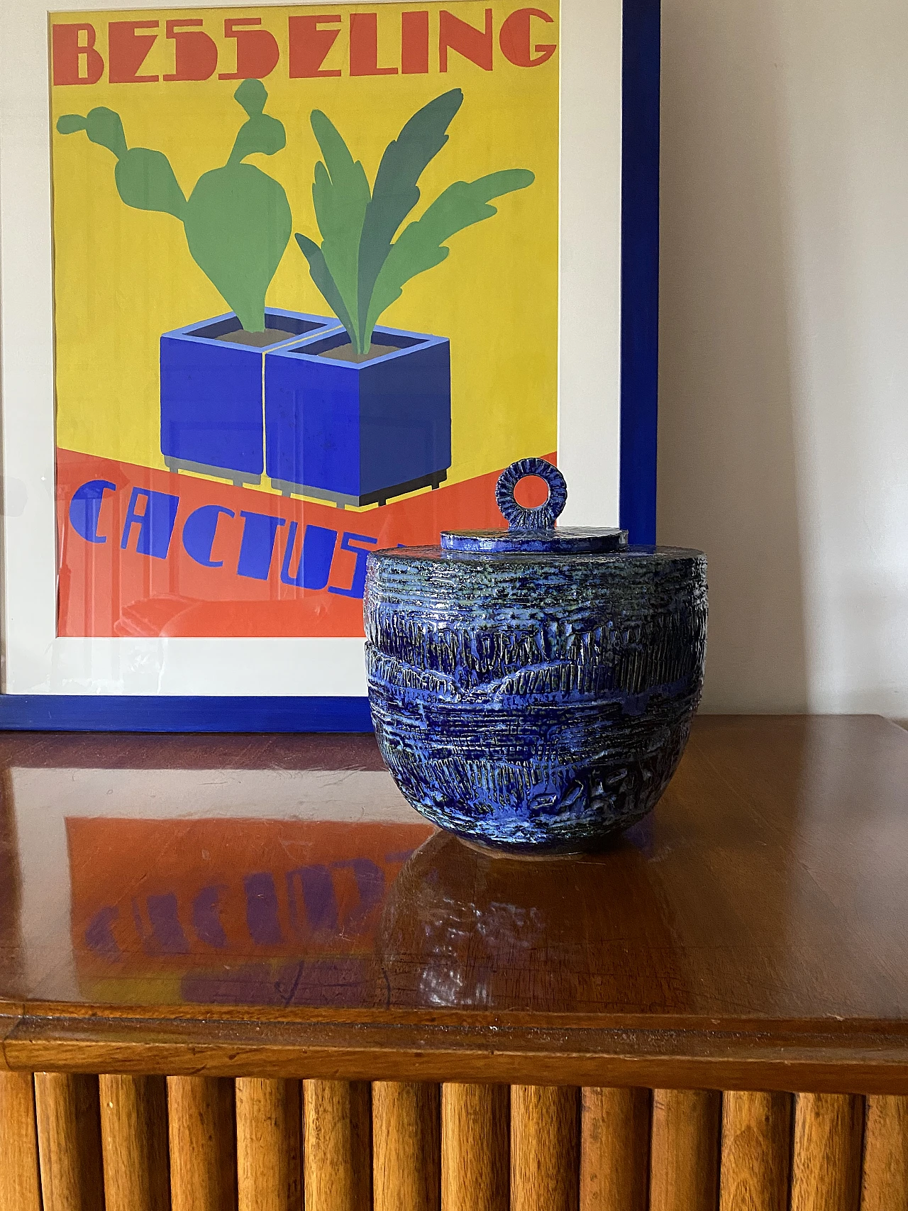 Vaso in terracotta blu, anni '50 3