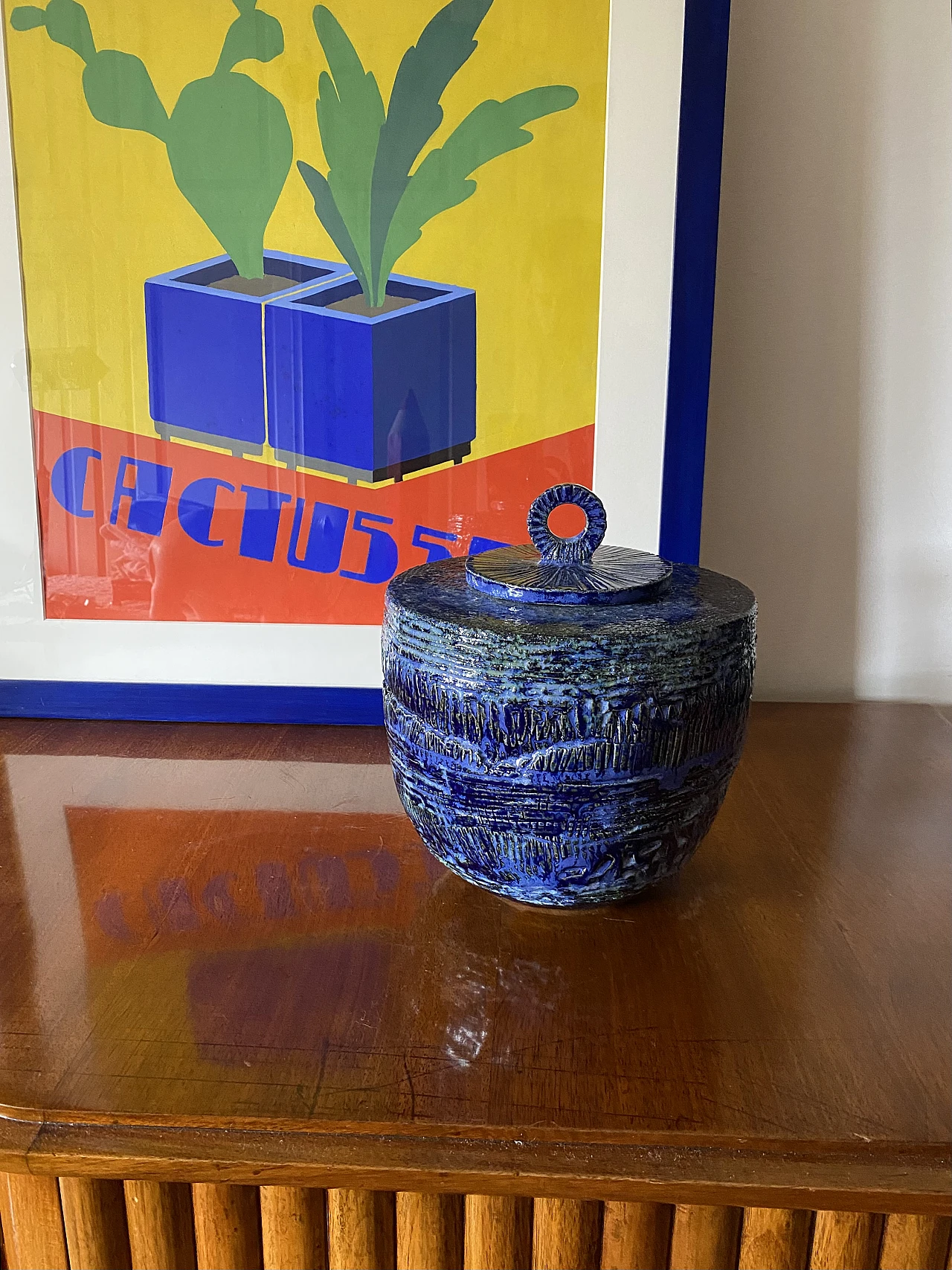 Blue terracotta vase, 1950s 4