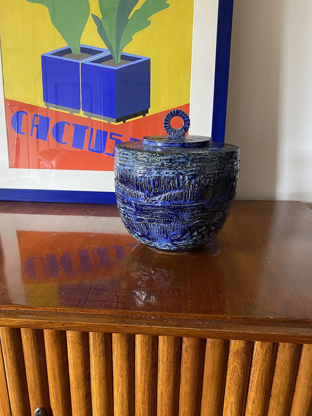 Vaso in terracotta blu, anni '50 5