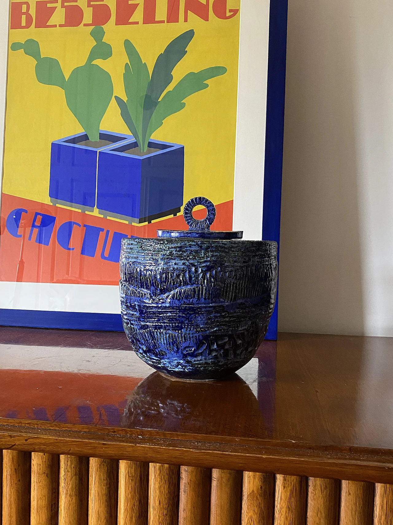 Blue terracotta vase, 1950s 6