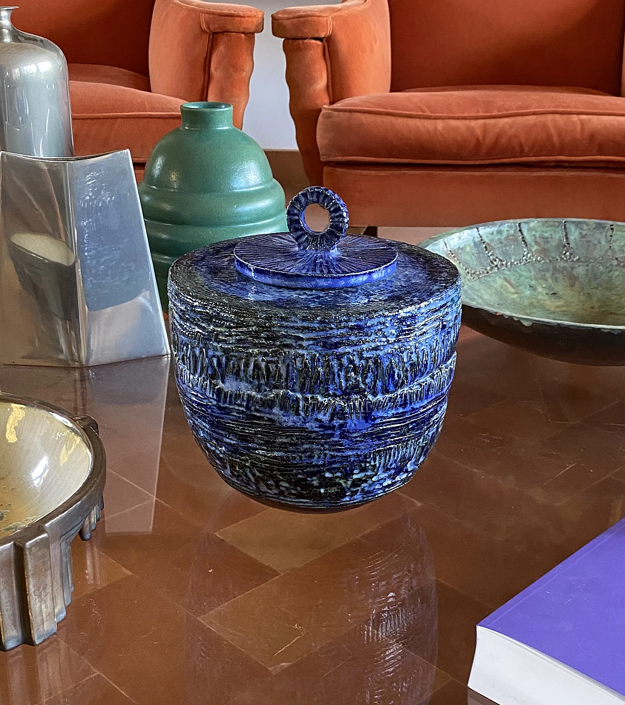 Blue terracotta vase, 1950s 9