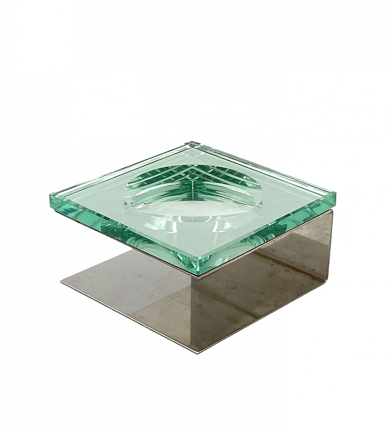 Molded crystal & metal ashtray by Fontana Arte, 1970s 13