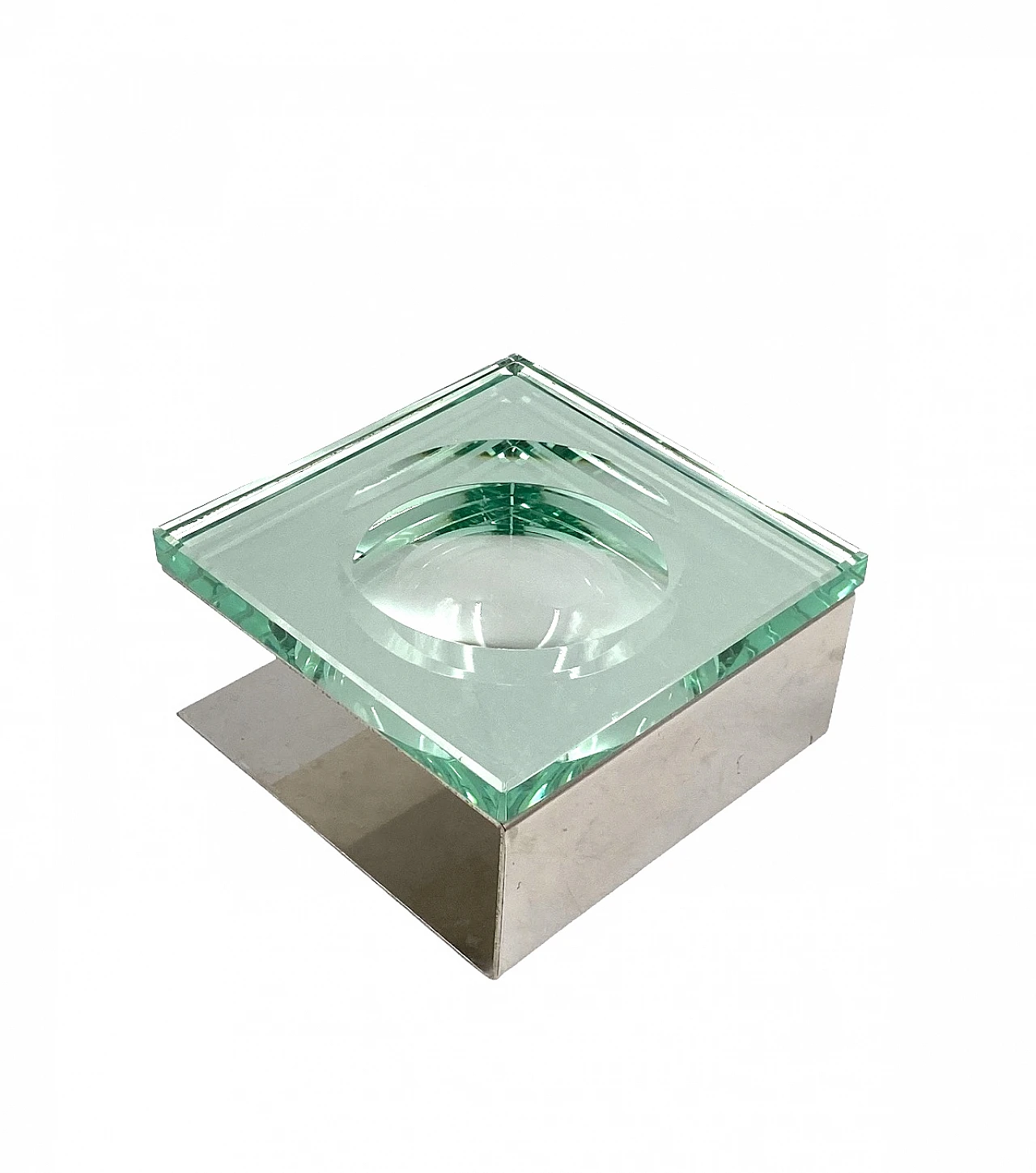 Molded crystal & metal ashtray by Fontana Arte, 1970s 15