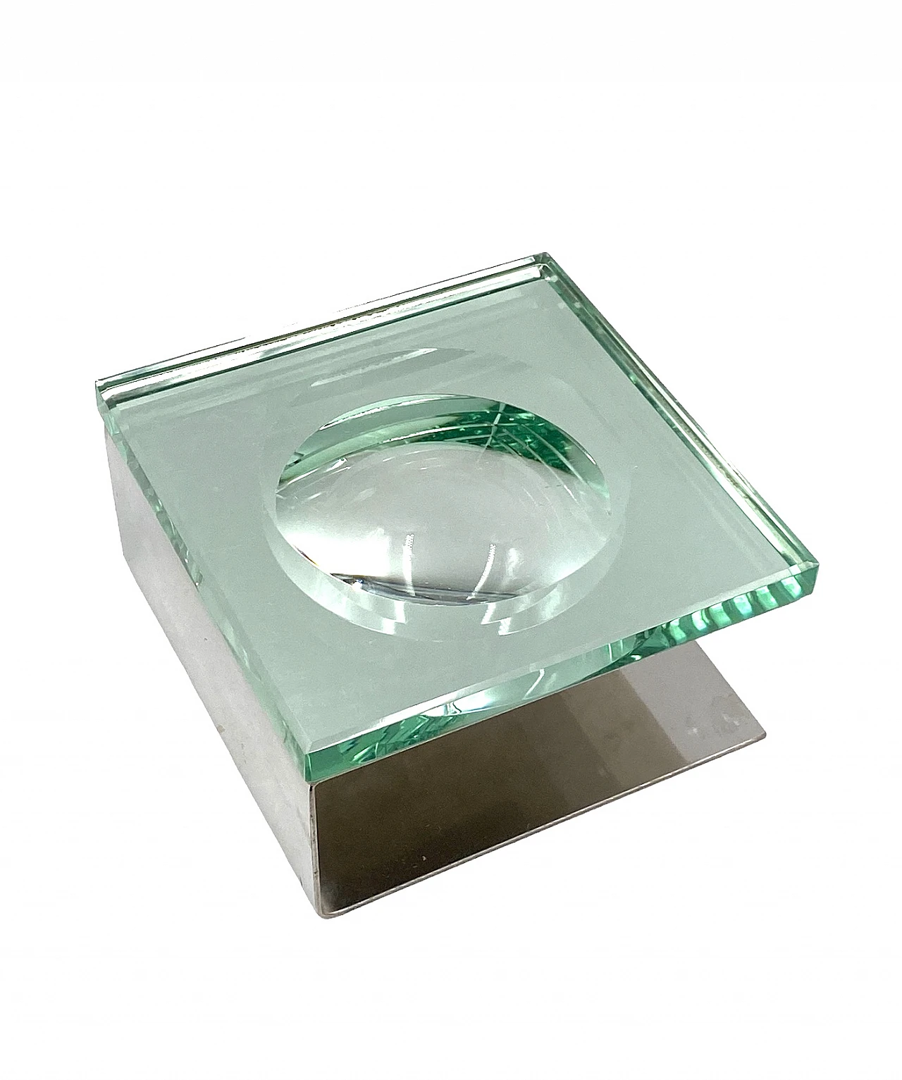 Molded crystal & metal ashtray by Fontana Arte, 1970s 19