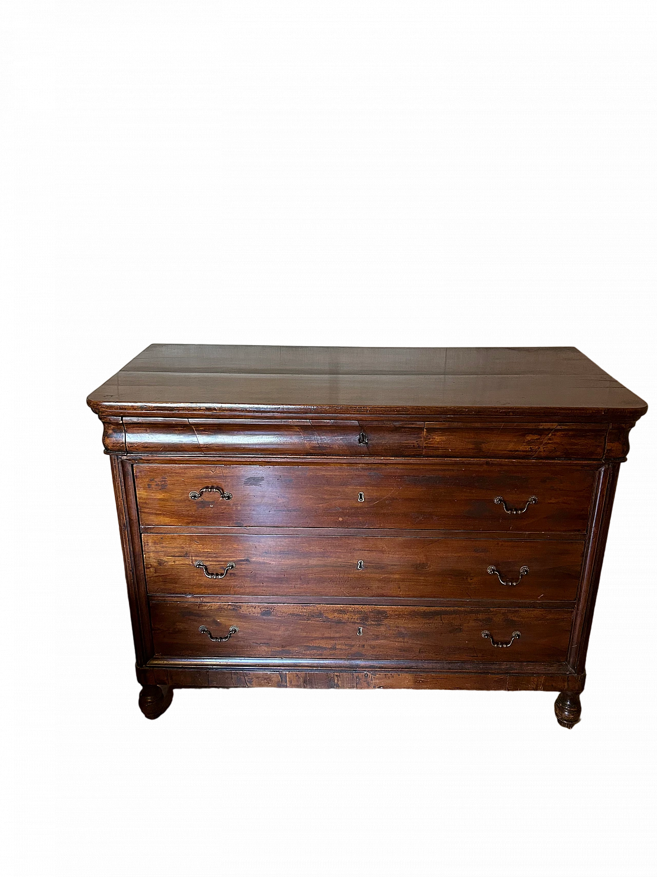 Dresser in brown walnut wood with 4 drawers, 19th century 4