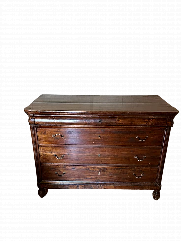 Dresser in brown walnut wood with 4 drawers, 19th century