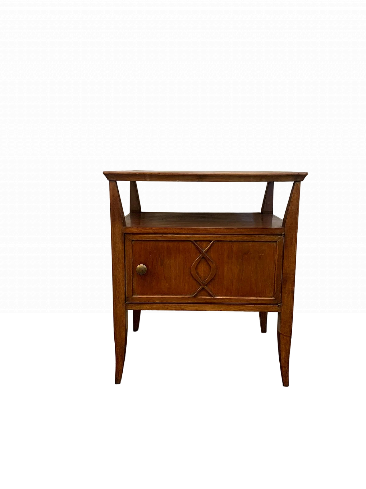 Art Déco bedside table in beech wood with one door, 1940s 13