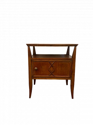 Art Déco bedside table in beech wood with one door, 1940s