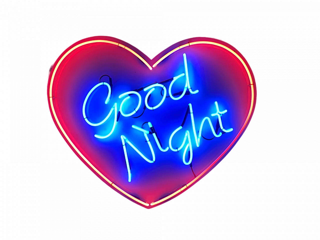 Heart-shaped goodnight neon sign in pink & blue, 1980s 14