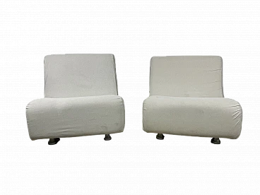 Pair of Space Age white fabric armchairs, 1970s