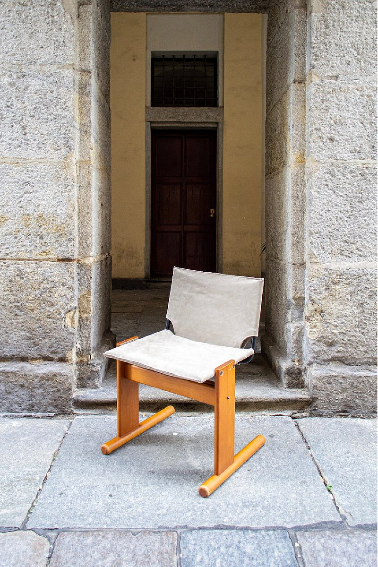 4 Chairs in beech & white leather by Poliform, 1980s 2