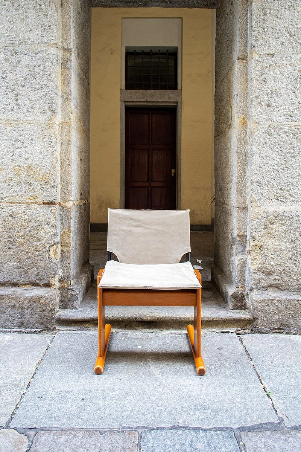 4 Chairs in beech & white leather by Poliform, 1980s 3