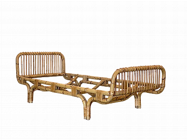Bamboo and wicker single bed, 1970s