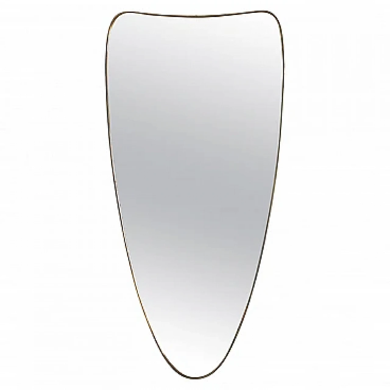 Shield-shaped wall mirror with brass frame in G. Ponti style, 1950s 14