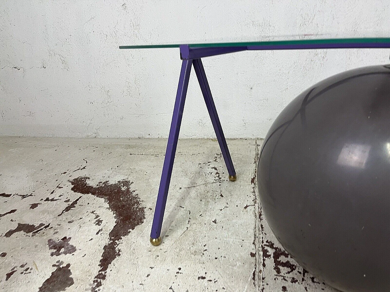 Pair of metal, glass and plastic coffee tables, 1980s 11