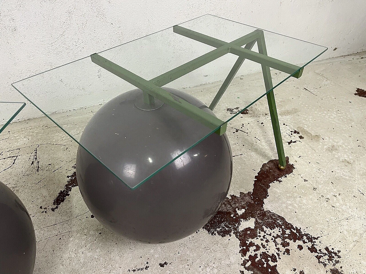 Pair of metal, glass and plastic coffee tables, 1980s 12