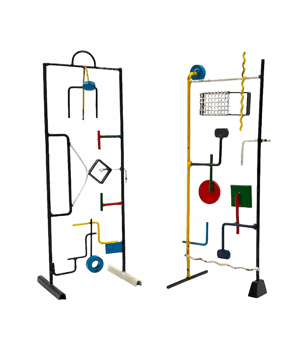 Coppia di sculture astratte in metallo laccato, anni '30 16