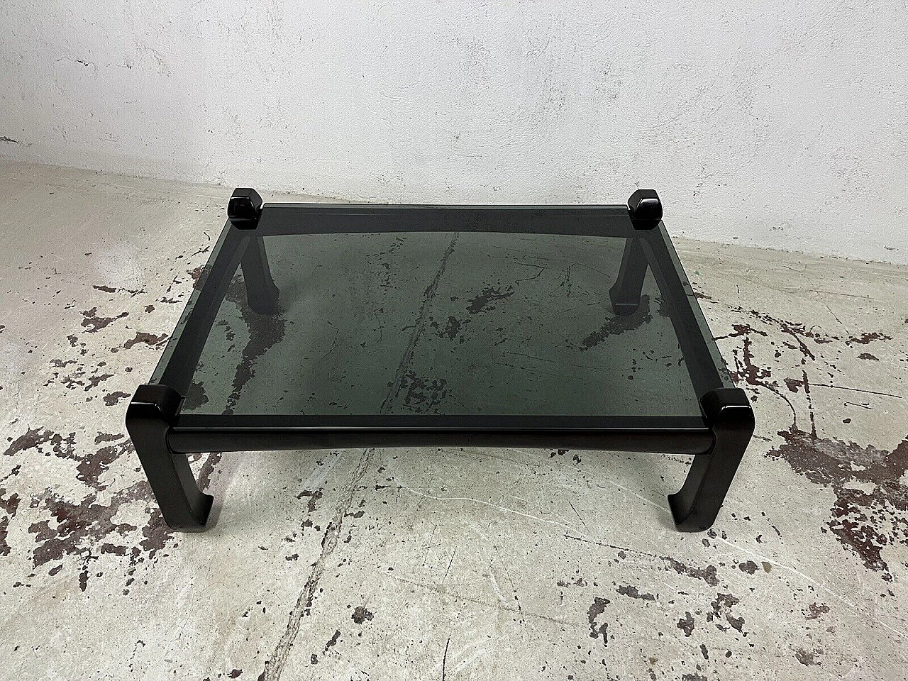 Samurai wooden and glass coffee table by Luciano Frigerio, 1970s 6