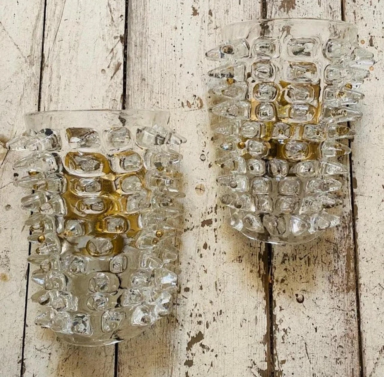 Pair of rostrato Murano glass wall lights, 1980s 2