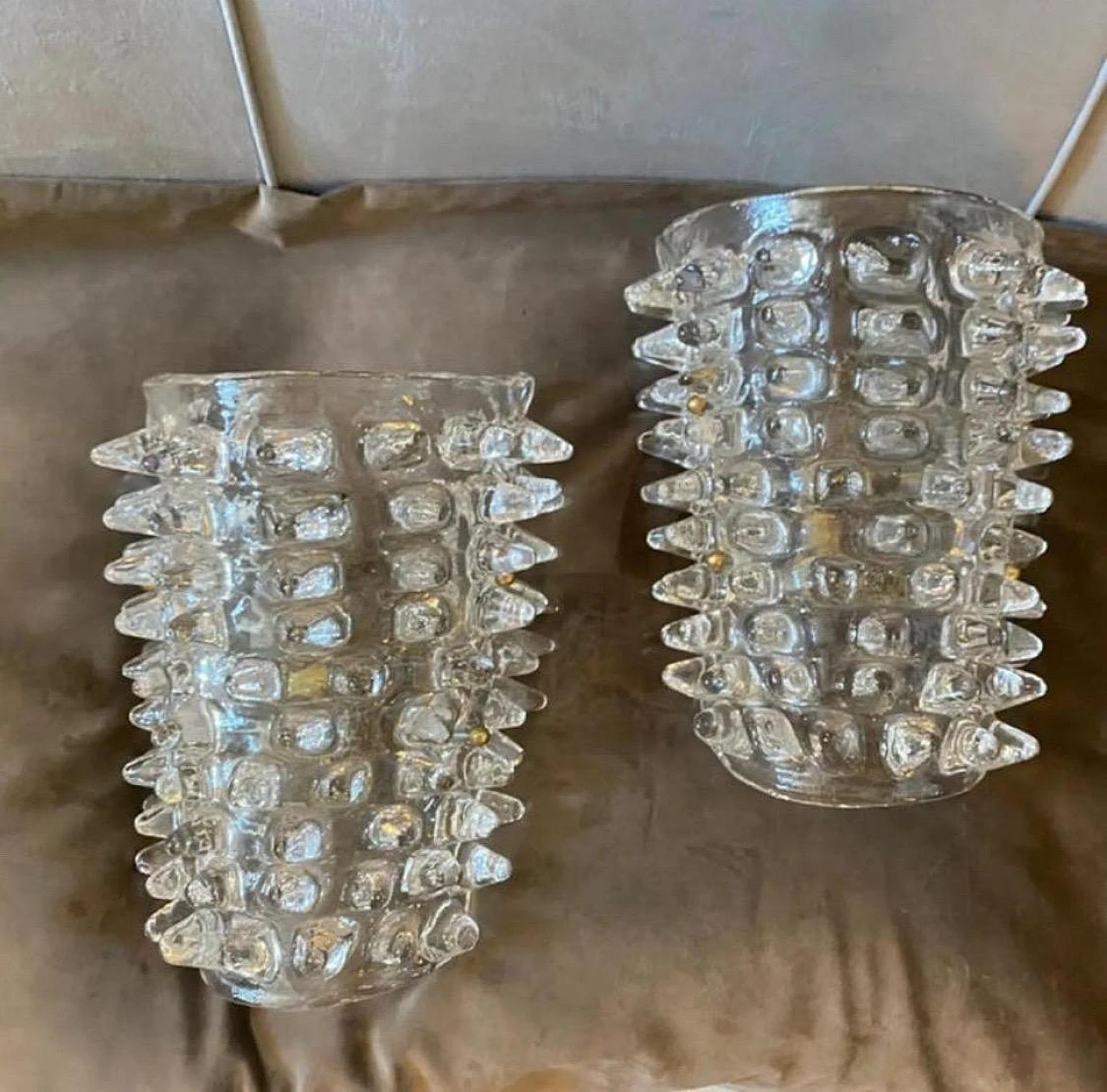 Pair of rostrato Murano glass wall lights, 1980s 12