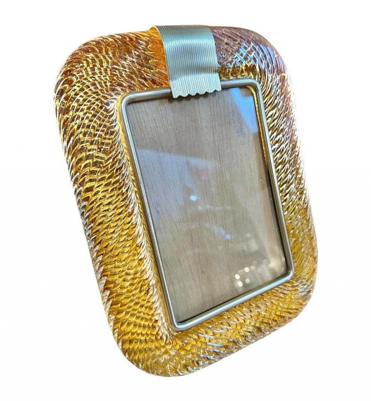 Amber Murano glass and brass photo frame, 1990s 1