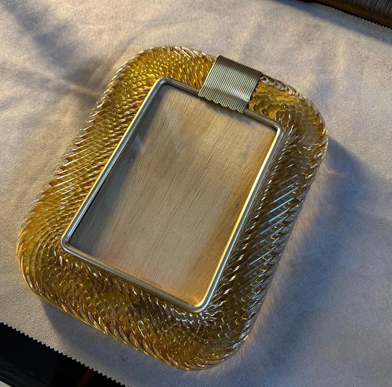 Amber Murano glass and brass photo frame, 1990s 9