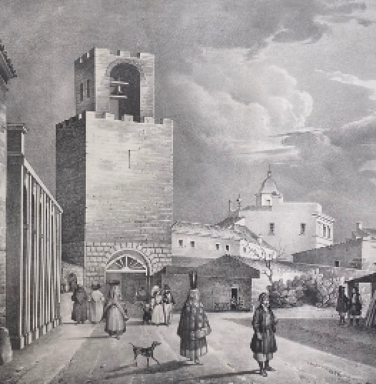 Giuseppe Cominotti, Veduta della città di Oristano, litography, 1823 2