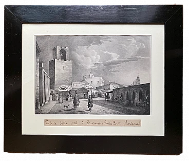 Giuseppe Cominotti, Veduta della città di Oristano, litography, 1823