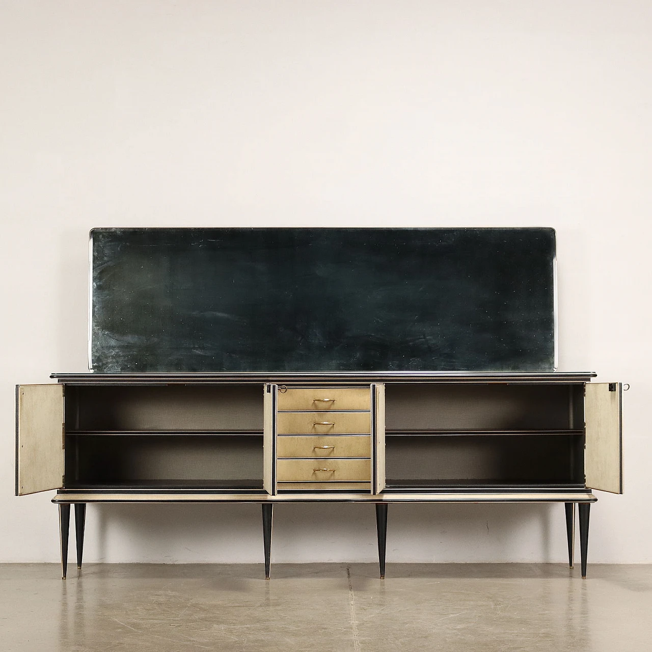 Credenza con specchio in legno e vetro di Umberto Mascagni, anni '60 3