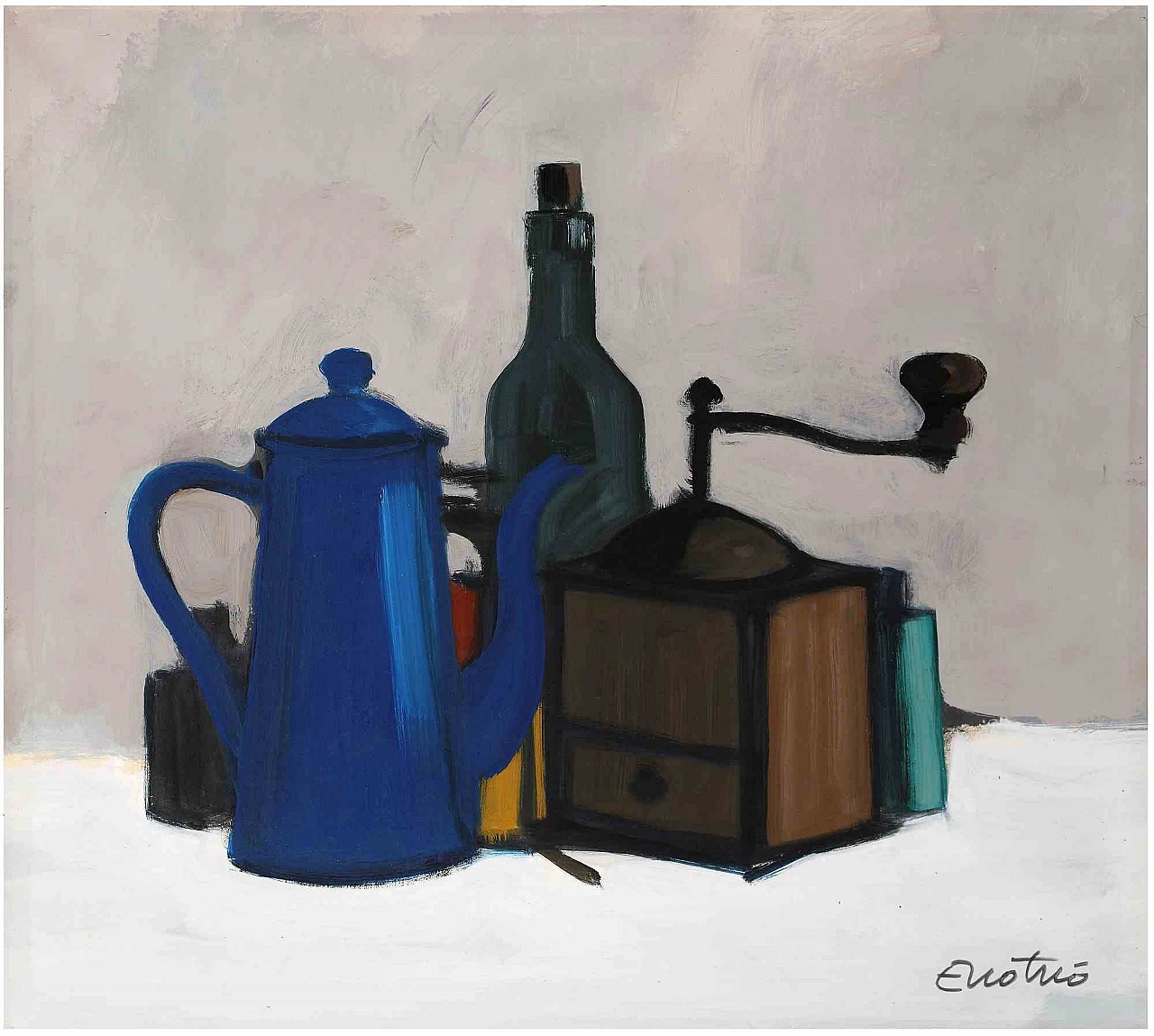 Enotrio Pugliese, Still Life with Grinder, Tempera  2000s 1