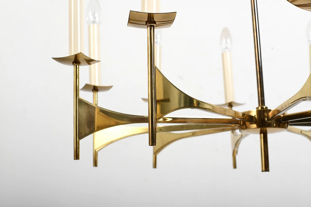 10-Light chandelier in brass, 1960s 2