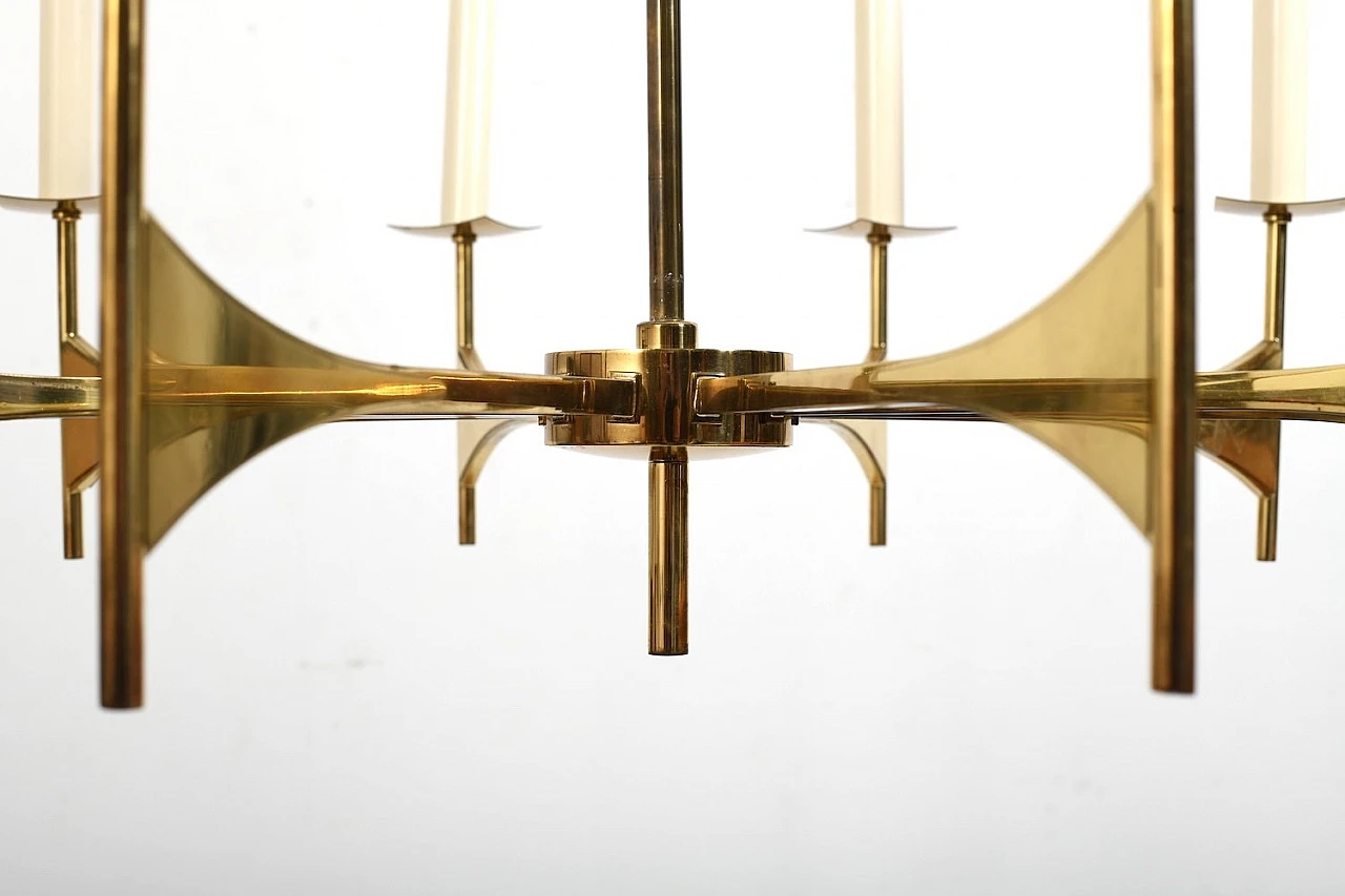 10-Light chandelier in brass, 1960s 3