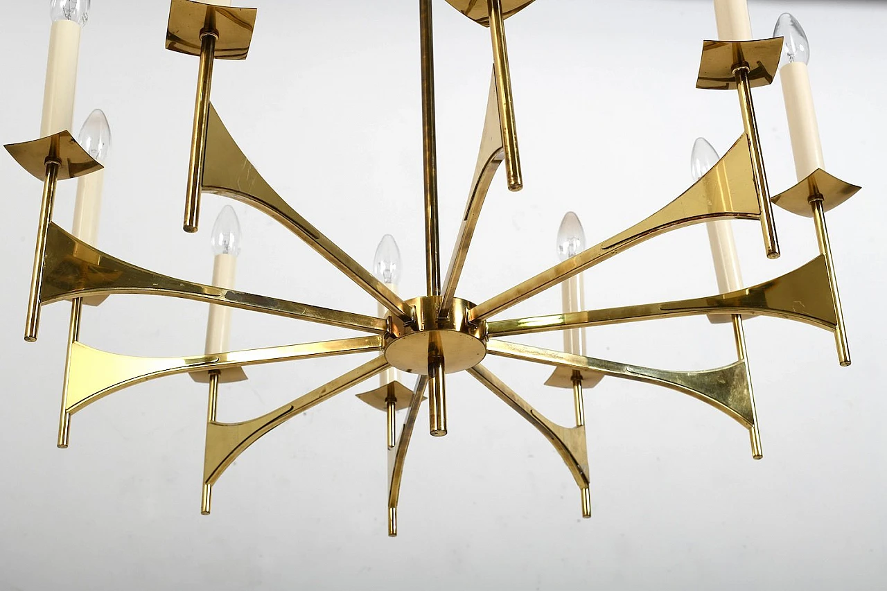 10-Light chandelier in brass, 1960s 4