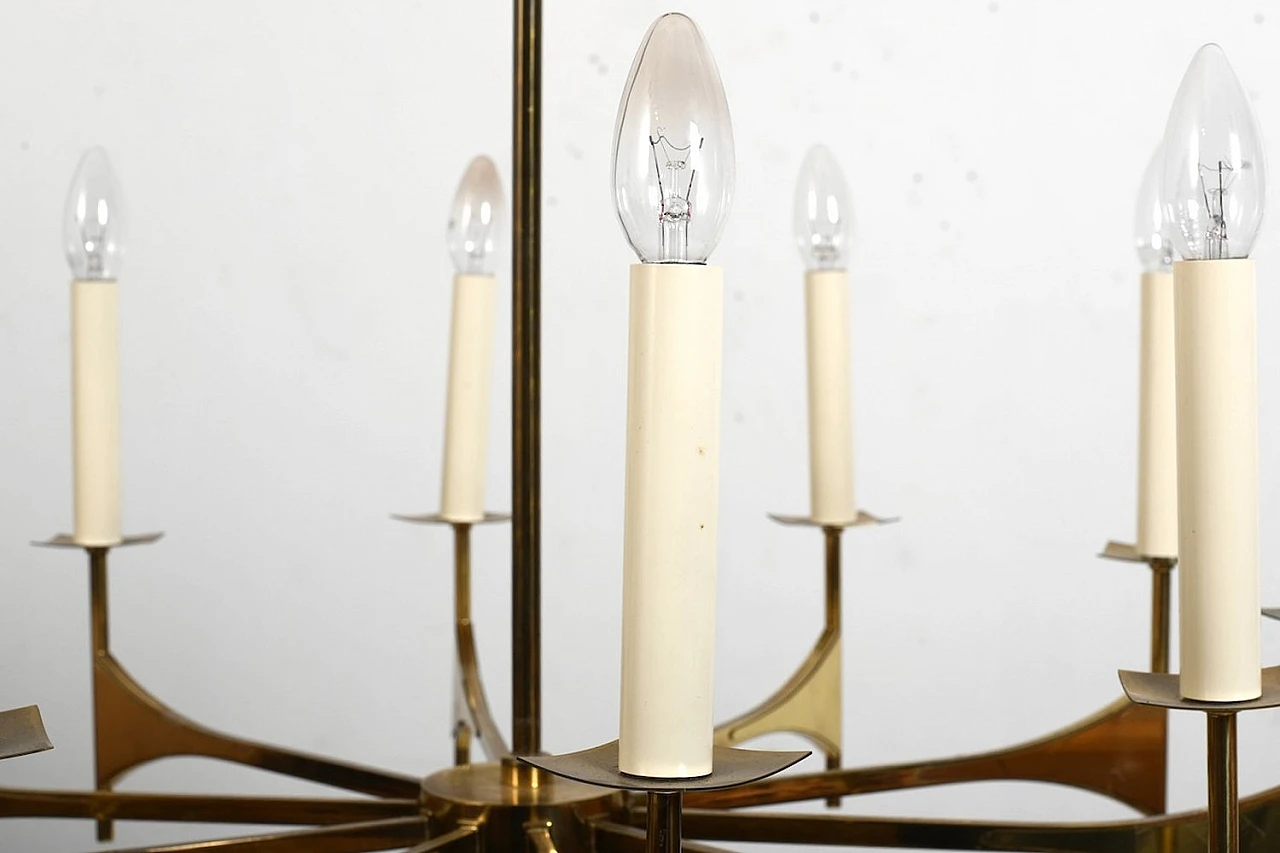 10-Light chandelier in brass, 1960s 10