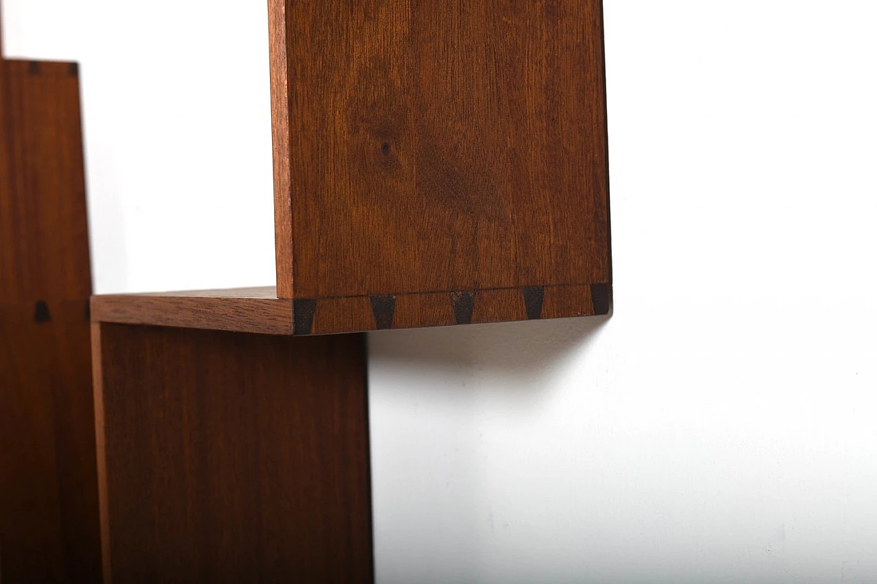 Danish conical shaped wall bookshelf in solid teak, 1960s 7