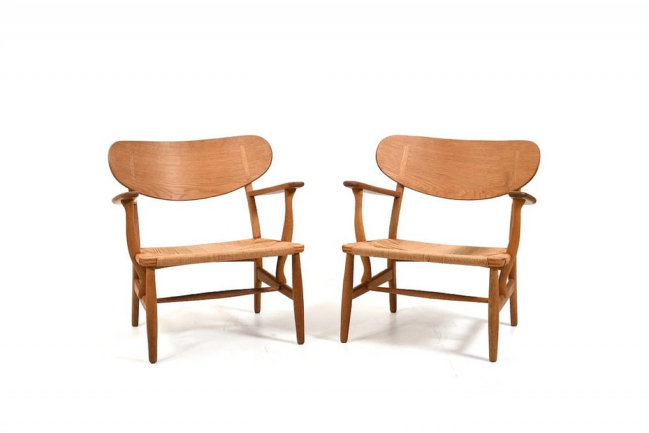 Pair of CH-22 armchairs by H. J. Wegner for Carl Hansen & Søn., 1950s 1