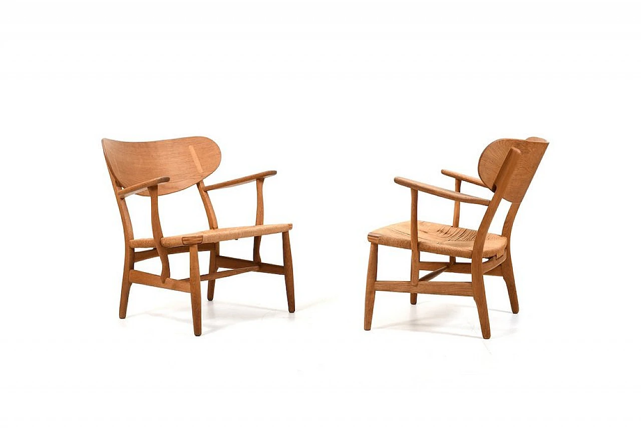 Pair of CH-22 armchairs by H. J. Wegner for Carl Hansen & Søn., 1950s 2