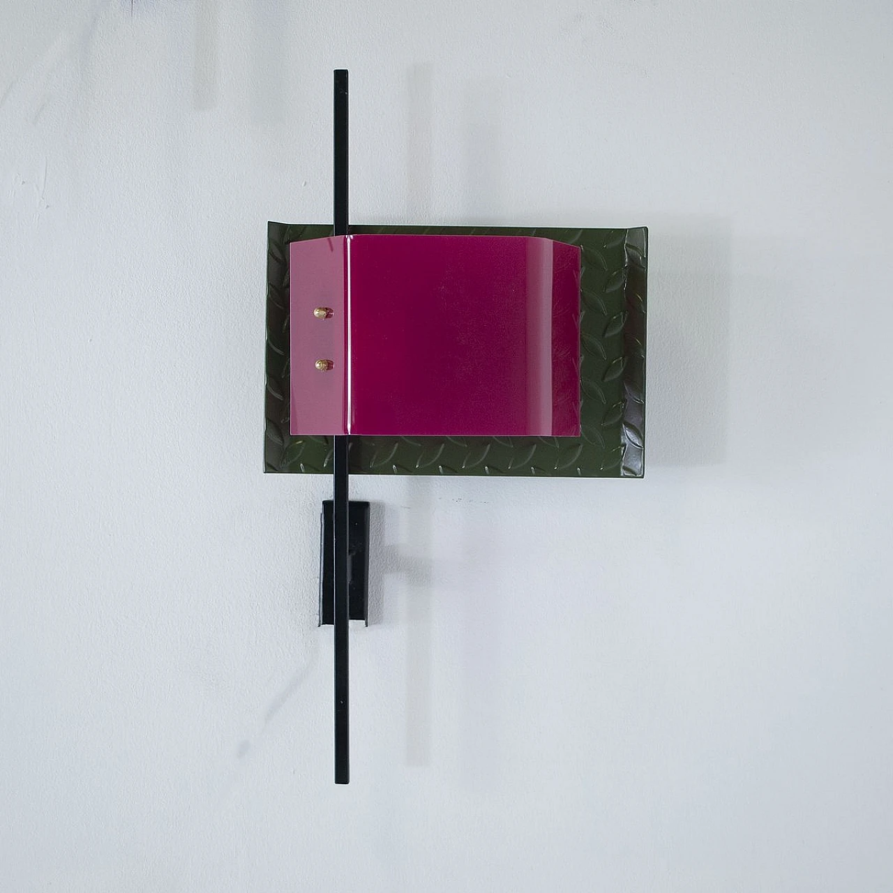 Wall light with lacquered iron & colored multiplex diffuser, 1980s 2