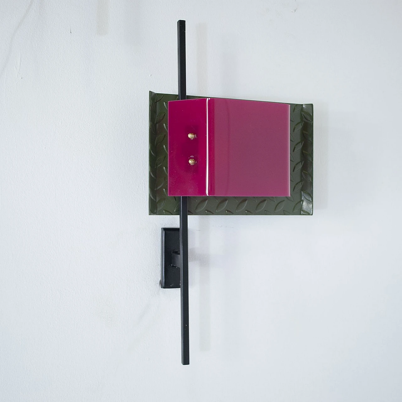 Wall light with lacquered iron & colored multiplex diffuser, 1980s 4