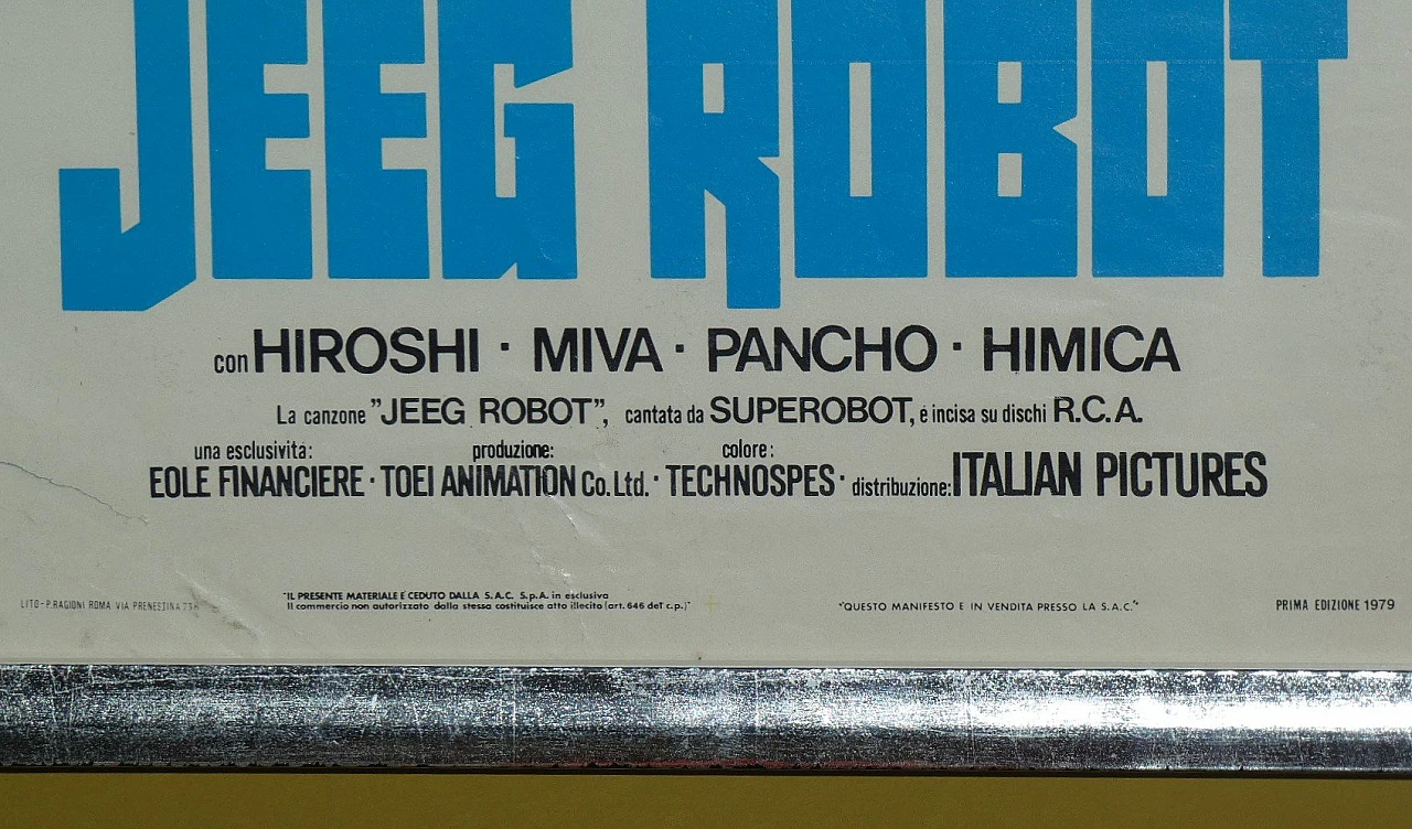 First edition Jeeg Robot poster by Piovano for Studio Paradiso, 1979 8