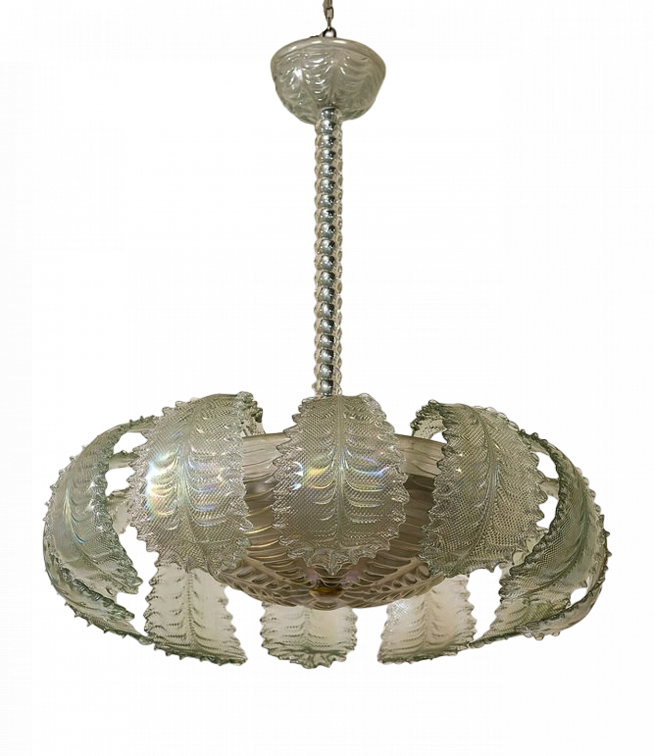 Art Deco iridescent Murano glass chandelier, 1940s 13