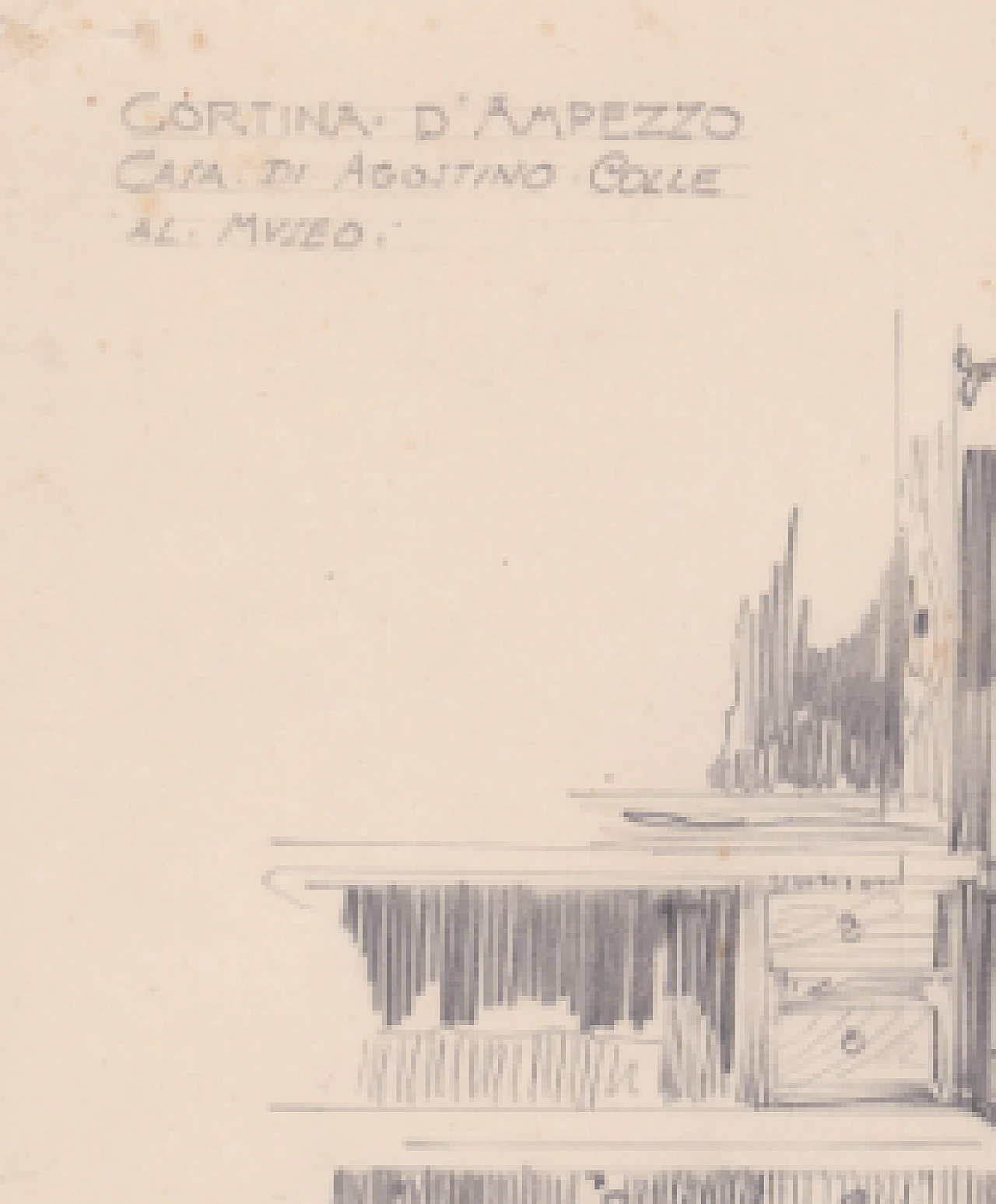 L. Angelini, Cortina Casa di Agostino Colle, grafite su foglio, 1924 2